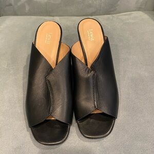 Lewit size 37 black mule wedge heel